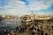 Galata Bridge and Eminonu ferry port, one of the most visited places in Istanbul, January 21, 2023 Eminonu Istanbul Turkey