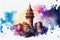 The Galata Tower in Istanbul, Turkey, a historic landmark and popular tourist attraction, generative ai illustration in