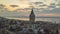 Galata Tower in Sunrise Sunlight, Aerial Hyperlapse Drone Time Lapse circle shot