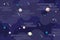 Galaxy background vector illustration. Cosmic outer space with sun, stars with rings and meteors. Astrology and astronomy objects.