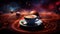 galaxy coffee space planets cappuccino cinnamon