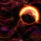 Galaxy exoplanet explorer - World Beyond Our Solar System, distant planet system burning in high energy red interstellar plasma