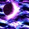Galaxy exoplanet explorer - World Beyond Our Solar System, distant planet system burning in violet interstellar plasma after close