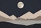 Galaxy Full Moon night landscape background. Northen Lights. AI art