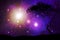 Galaxy  night nature silhouette starry sky  globe milky way nebula  cosmic universe light plares nature background