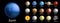 Galaxy planets icon set, realistic style