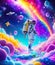 Galaxy Wonderland: Capturing A Whimsical Journey of a Man on an Adventer in a Space Suit