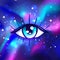 Galaxy in your eye. Vector bright colorful cosmos background. Ma