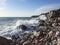 Gale in the Adriatic sea. Seashore