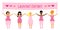 Galentine`s Day Party banner with hand drawn smiling feminist girlfriends, can be used for greeting card, poster etc