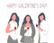 Galentines day. Three young women drink wine