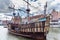 Galeon Sailing Ship the Lew sailing to its berth on the Motlawa river Gdansk, Poland