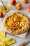 Galette or open pie with peaches. Baking. Vegetarian food