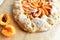 Galette tart pie with fresh apricot. Open Pie With Apricots