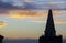 Galisteo, Storks perched over La Picota tower at dusk. Extremadura, Spain