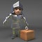 Gallant medieval knight in armour casts his vote in the election, 3d illustration