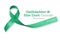 Gallbladder and Bile Duct Cancer Awareness ribbon kelly green isolated with clipping path