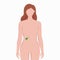 Gallbladder on woman body silhouette vector medical illustration isolated on white background. Human inner organ placed