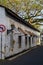 Galle Fort streets Colonial style building and paved road and no turning road sign