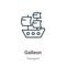 Galleon outline vector icon. Thin line black galleon icon, flat vector simple element illustration from editable transport concept