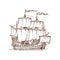 Galleon sailing ship, warship vintage brigantine