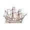 Galleon vintage sailing ship, sailboat brigantine