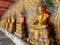 Gallery with old vessels of the seated Buddha in the Buddhist temple Wat Arun. Bangkok, Thailand