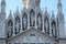 Gallery of saints on the facade of Sacro Cuore del Suffragio church in Rome