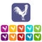 Gallic rooster icons set