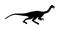 Gallimimus vector silhouette isolated on white background. Anchisaurus Dinosaurs symbol. Jurassic era. Dino sign. Coelophysis