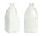 Gallon bottles of milk on white background, collage