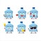 Gallon cartoon character with various types of business emoticons