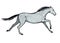 Galloping horse or mustang. Dapple grey color coat pony running.