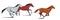 Galloping horse or pony group. Running or stampeding herd of wild mustang set.