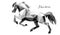 Galloping horses, isolated  in low poly style