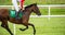 galloping race horse and jockey