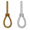 Gallows. Rope with loop. Execution and punishment. Symbol of death and suffocation