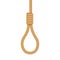 Gallows Rope loop hanging isolated on white background. Old rope with hangman`s noose. Vector