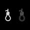 Gallows with rope noose icon set white color illustration flat style simple image