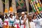 Galungan Holiday. Festive procession of women with offerings on their heads. Bali Island, Indonesia. 26.12.2018