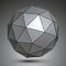 Galvanized facet 3d sphere, grayscale abstract object.