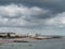 Galway / Ireland 02/20/2019 Salthill promenade, Fun fair with big wheel, cloudy sky