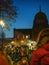 Galway, Ireland -29.10.2023: Scene at Macnas Halloween parade at Salmon Weir Bridge, Cathedral building in the background