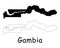 Gambia Country Map. Black silhouette and outline isolated on white background. EPS Vector