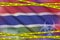 Gambia flag and Covid-19 quarantine yellow tape. Coronavirus or 2019-nCov virus concept