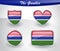 The Gambia flag icon set with shield, heart, circle, rectangle