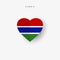 Gambia heart shaped flag. Origami paper cut Gambian national banner