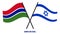 Gambia and Israel Flags Crossed And Waving Flat Style. Official Proportion. Correct Colors