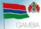 Gambia national flag and coat of arms, African country