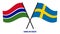 Gambia and Sweden Flags Crossed And Waving Flat Style. Official Proportion. Correct Colors